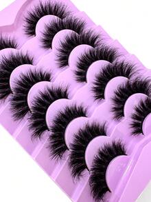 7pcs/Set 9D Fluffy Mink Eyelashes, Dense & Curly, DD Curl, Extend Makeup Look, Hot Melt Eyelash Extensions, Reusable, Create Long Lashes - Black - View 4