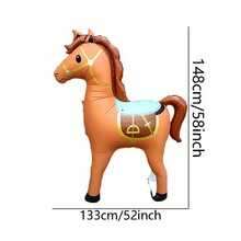 1pc 58-Inch Standing Horse Shaped Balloon, Racing Party Decoration, Party Activity Gift Prop, Indoor Outdoor Decor - Noble Horse - View 11