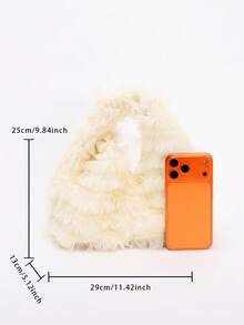 Túi xách mini xếp ly bằng voan dễ thương - Túi đeo vai xếp tầng màu kem, ví cầm tay cô dâu cho phù dâu và các sự kiện buổi tối. - trắng - Xem 2