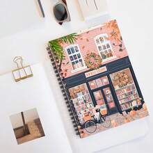 Autumnal Bookstore Aesthetic Spiral Notebook For Creative Journaling,No Pen Included. - F - View 3