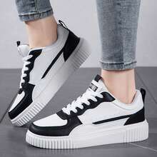 Womens Shoes Color Block Casual Sports Lightweight And Breathable For Everyday Comfort Spring Fall Chunky Shoes Tennis White Shoes Sneakers Outdoor Office Work Walking Travel Sport - 黑與白 - 查看 6