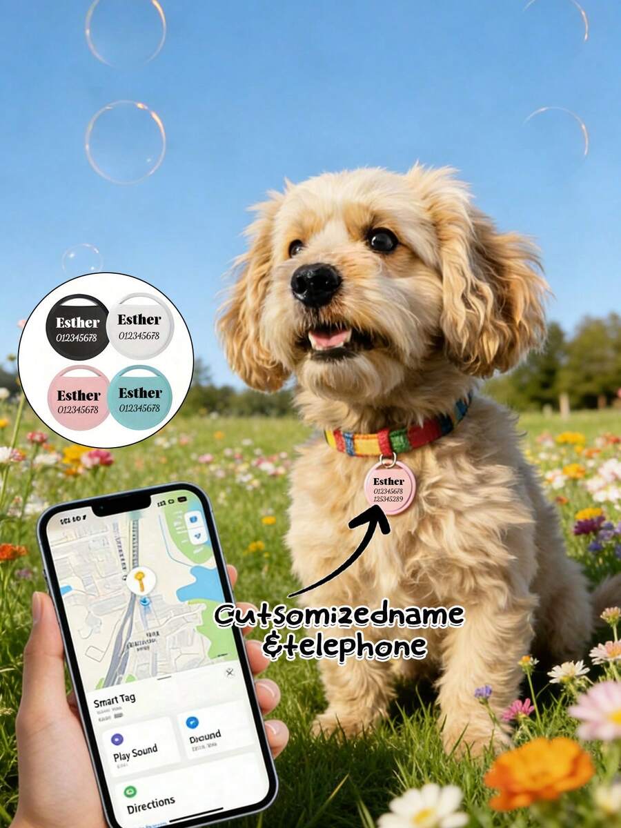 1pc Customizable GPS Smart Anti-Lost Tracker - Pet Locator, Smart Anti-Lost Device, Real-Time Tracking, No Installation Required, Suitable For Pets, Bags, Luggage, Bicycles, Cars, Compatible With IOS "Find My" App, Worry-Free Anti-Lost (IOS Only)