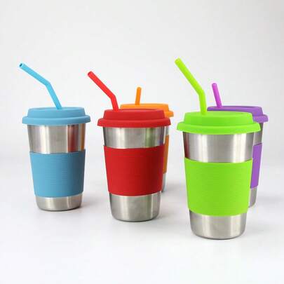 6/12 Pcseusable Silicone Straws (Random Color Straws) Flexible Short Drink 6.6" Straws For 6-10 Oz Tumblers & 2/4 Cleaning Brushes - ,No Rubber Tast,Flexible Elbow Design - Ideal For Smoothies And Cold Drinks, Cup Accessories