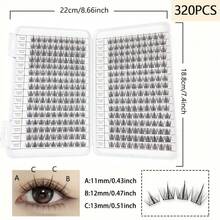 LIMEIKAI Bộ 320 sợi nối mi - Kiểu uốn chữ C, tự làm kiểu tự nhiên, anime, chữ thập, chùm và bồng bềnh, phù hợp cho người mới bắt đầu, có thể tái sử dụng, độ dài hỗn hợp 11-13mm. - Xem 3