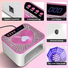 2026升级版45颗LED UV/LED美甲灯，4档定时设置，液晶显示屏，自动感应，专业美甲凝胶固化灯 - 送给女性的最佳礼物，粉色 - 查看 5