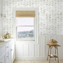 米白色乙烯基自粘墙纸，波西米亚风，自粘式，防水，适用于客厅、卧室、厨房、墙柜等。 - 1PC - 查看 7