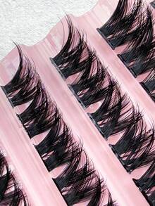 Hinarin 110Pcs Clusters Individual Lashes Jet Black High Quality Thick And Curly Cross Style Mixed Length Packs Fox Eyelashes Dramatic Makeup Easy To Wear And Suitable For Diy At Home - D - View 5