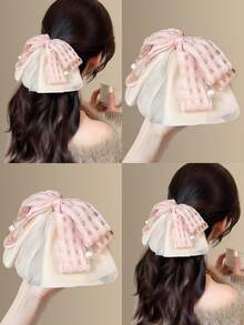 1 chiếc kẹp tóc đuôi ngựa nơ kẻ caro mới, phụ kiện tóc tươi tắn, dễ thương cho bé gái đi học. - Nhiều màu - Xem 8