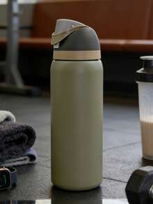 0wa Laa Light Brown Water Bottle 32oz, 945ML, With Straw, Heat Preservation Time More Than 24 Hours, Cold And Hot Water Can Be Insulated, Can Make Coffee, Frozen Drinks, Exquisite Workmanship, Suitable For Camping, Work, Indoor And Outdoor Use. - 棕色 - 查看 6