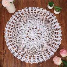 kilofly Handmade Crochet Cotton Lace Table Sofa Doily Waterlily White 22 inch - Blanco - Ver 1