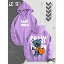 Gothic Art Bear Basketball Emo Dark Colorful Comfortable Sweatshirt For Everyday Wear Streetwear Urban Culture Street Fashion Street Graffiti Skater Unisex Sweatshirt 50% Cotton 50% Polyester Top Premium Streetwear New Release Immediate Shipping Various Colors!! - 紫丁香 - 查看 1