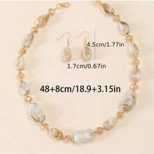 Phong cách Bohemian Đúng mốt Dây chuyền & Hoa tai Bộ Cho mùa xuân Và Mùa hè - Màu be - Xem 4