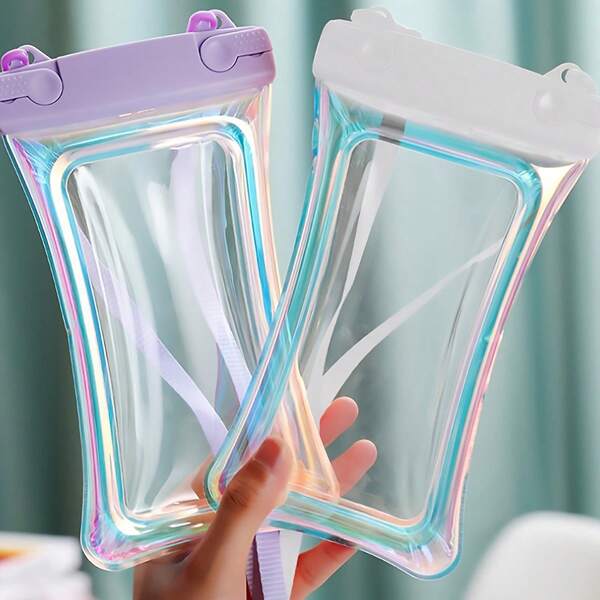 Floating Laser Waterproof Phone Pouch, With Screen Function, Waterproof Lightweight Plastic Dry Bag, With Lanyard - Smooth Surface SBAA