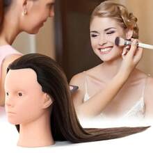 Đầu ma-nơ-canh trang điểm unisex dành cho người lớn, cao 26 inch, tóc giả thẳng màu nâu, chân đế điều chỉnh được, dùng cho đào tạo thẩm mỹ, thực hành nối mi, quà tặng chuyên nghiệp cho thợ làm tóc. - Xem 2