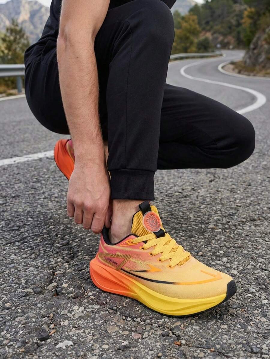 2026 New Lightweight Breathable Shock-Absorbing Soft Bottom Running Shoes, Casual Student Sneakers For Men, Suitable For Summer & Autumn - Orange - View 1