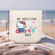 SANRIO Bolsa de medicina portátil impresa | Organizador compacto de pastillas y botiquín de primeros auxilios, bolsa de medicina de tela multifuncional, bolsa de emergencia médica ligera adecuada para la escuela, el hogar, el viaje, bolsa de primeros auxilios, organizador de medicamentos, estuche de pastillas, caja de pastillas, organizador de pastillas para el hogar, para crucero, esenciales de viaje - Multicolor - Ver 3