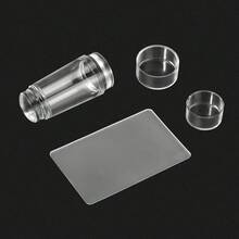 1 tấm dập móng tay bằng silicon trong suốt, dụng cụ dập móng nghệ thuật hai đầu có thể thu vào và có nắp đậy. - Trong sáng - Xem 4