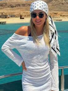 1 Stück 2026 Neuer einfacher Pünktchen-Muster 90cm Quadratischer Schal, vielseitiges Bandana für Frauen, Taille-Krawatte, Haaraccessoire, modischer Halstuch, Strand, Urlaub, Accessoires, Reiseessentiell - Verschiedenfarbig - Übersicht 5