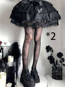 可爱音符钢琴印花薄丝袜，日系洛丽塔风格 - 彩色 - 查看 17