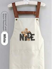 Bộ 2 tạp dề PVC chống thấm nước màu đen/trắng, bề mặt dày dặn, chống dầu mỡ, nước, vết bẩn nước sốt trong quá trình nấu nướng, thiết kế hình gấu dễ thương, tạp dề yếm điều chỉnh được, thích hợp cho nhà bếp gia đình, nhà hàng, quán cà phê, dùng được cho cả nam và nữ. - Một mảnh đen + một mảnh trắng - Xem 3