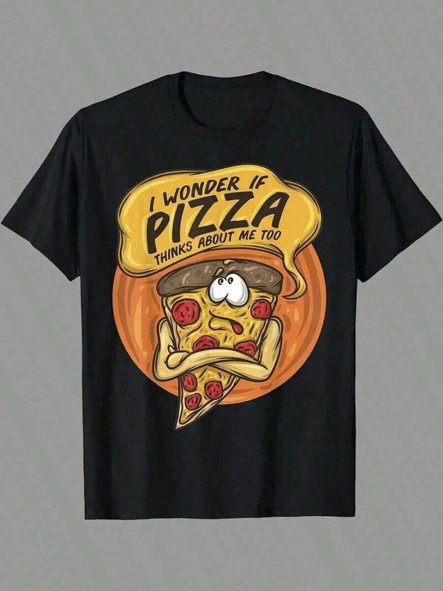 Mens Clothes;Summer Tops[Free Shipping]Pure Cotton Men's T-Shirt, Fun Pizza Pattern Printed T-Shirt, Autumn Round Neck Short Sleeved Men's T-Shirt, Pure Cotton Breathable Casual Sports Top, Holiday Gift.Jpg,Nightmare Before Christmas,Christmas,Halloween Costumes,Funny T Shirts,Summer Fits,Thanksgiving Day,Men Graphic Tees,Streetwear Men,Freedom Shirt,Halloween Costumes For Men,Christmas,Funny Shirt,Graphic Tee,Vintage,Street Fashion, Sporty Casual, All Season, Y2K Clothing, Christmas, Gift For Boyfriend,Printed & Shipped In USAsummer Outfitspure Cotton Is Soft And Skin-Friendly OE0M - Black - View 1