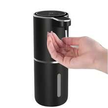DONASIRA Dispensador de jabón automático por sensor infrarrojo de gran capacidad de 380ml, bajo nivel de ruido, dispensador eléctrico de detergente para el hogar de descarga rápida, botella portátil para lavado de manos, apto para desinfección de manos y limpieza del hogar, resistente al agua IPX5, recargable por USB tipo C, 4 niveles ajustables de espuma/líquido, para colocar en escritorio o pared, apto para cocina y baño, nuevo para la primavera - Ver 16