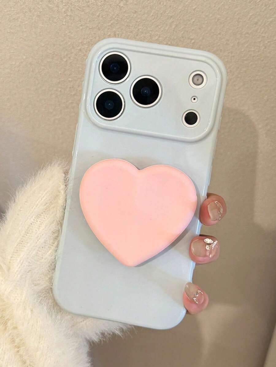 1 chiếc ốp lưng điện thoại kiểu Ins có cửa sổ hình trái tim bên hông, phù hợp với 17 Pro Max, 15 Pro Max/13/14, màu hồng nhạt, hình trái tim, có chân đế, 16 Pro Max/15 Plus và 14 Plus. - Màu xanh lam - Xem 1