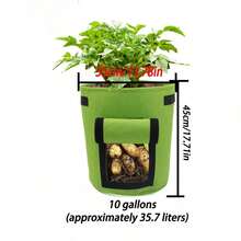 7加仑和10加仑（约35.7升）马铃薯种植袋/育苗盘，配有加固提手和厚实无纺布盆，适合室内种植。它们排水透气性好，提供理想的生长环境。可重复使用3年以上，也适用于种植番茄、蔬菜和水果。 - 排水通氣 - 查看 12