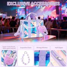 Small Clear Bag For Stadium & Concert, Iridescent Bag With Crossbody Strap, Water-Resistant Clear Beach Purse - 虹彩-0 - 查看 10