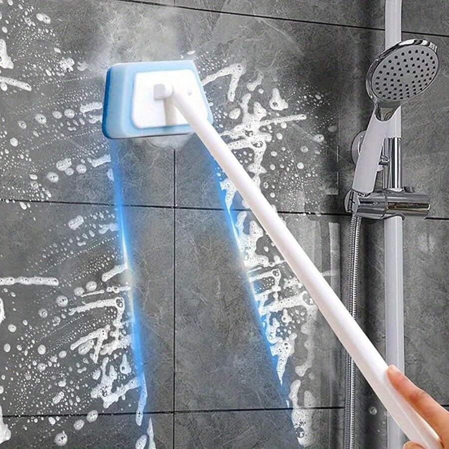 1pc Trapezoidal Bathtub, Tile Brushing, Bathroom Cleaning, Tile Brushing, Glass Brushing, Floor Long Handle Sponge Cleaning Brush - Cleaning Brush - View 1