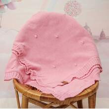 Set Of 2 Knitted Baby Blankets, Warm Baby Blanket For Hospital Arrivals, Polka Dot Design, Unisex, Boy/Girl, Baby Blanket Gift, Crib And Nursing - 紅色 - 查看 2