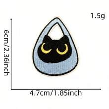 1 peça de aplique bordado de animal de desenho animado fofo, novo aplique bordado de gato preto, acessório de vestuário termocolante - mancha de gato preto - Ver 16