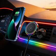 Cargador inalámbrico de coche de 15W con fuerte succión y carga rápida, soporte magnético para teléfono con rotación de 360°, brazo ajustable y plegable con rotación de 360°, accesorio de carga inalámbrica duradero para coche - multicolor - Ver 11