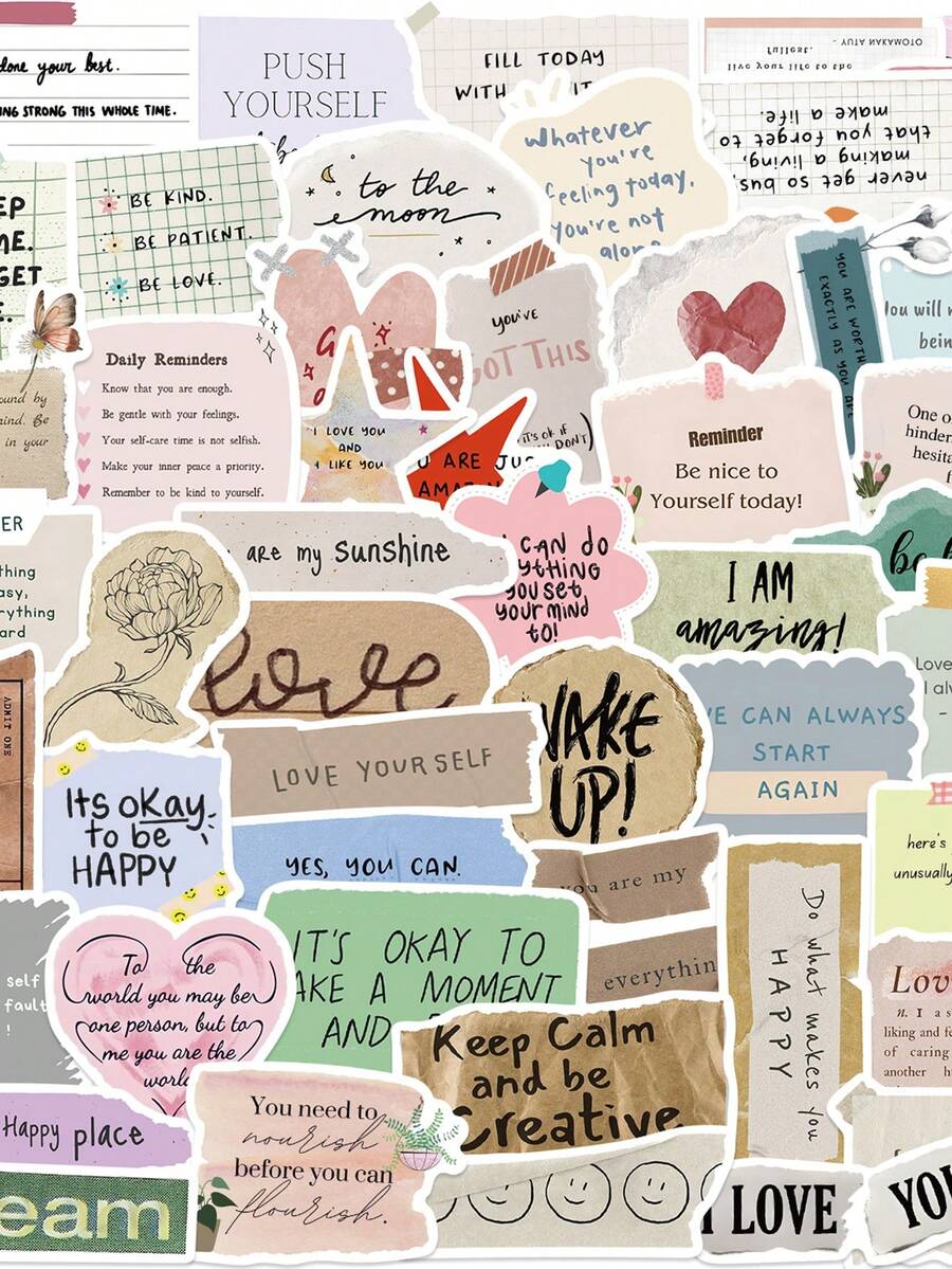50PCS Fragmented Text Retro Handmade Stickers Nostalgia Laptop Luggage Cartoon Cool Skateboard Art Picture Phone Sticker Funny Stickers Kindle Scrapbook Supplies Laptop Sticker - 1 Set - View 1