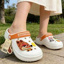 Miniso Disney Zootopia Series Thick-Soled Hole Slippers Judy Nick Cartoon Design Outdoor Home Anti-Slip Lightweight Eva Material (1 PC) - Multicolor - View 5