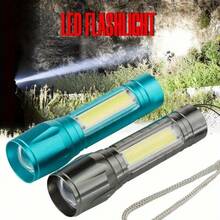 Super Bright Mini LED Flashlight Zoomable Strobe 5 Modes Rechargeable Outdoor Emergency Pocket Light For Outdoor Camping Hiking Emergency Use - Random Color(Blue Or Gray) - View 5