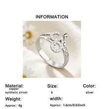 1 chiếc nhẫn thời trang, thanh lịch, tinh tế, độc đáo đính đá Cubic Zirconia hình tròn, thích hợp để đeo hàng ngày, dự tiệc sinh nhật, tiệc tùng, Ngày của Mẹ, Ngày Valentine. - Bạc - Xem 9
