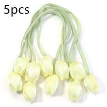 5 piezas/paquete Capullos de flores de tulipán con cinta de doble cara, decoración floral para el hogar, suministros de embalaje de regalos, accesorios de ropa, decoraciones de lazos DIY - Tulipán de cinta - Ver 23