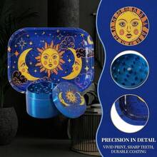 Celestial Rolling Tray Kit - 7" X 5.5" Metal Tray With 2" Metal Grinder - Galaxy Design For Travel & Home Organization - Own A Piece Of The Cosmos (Celestial) - 放 - 查看 2