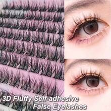 LIMEIKAI 100片蓬松自粘3D簇状假睫毛，无需胶水，无需卸除，长度11-13毫米，凌乱睫毛，易于佩戴，非常适合节日活动 - 查看 10