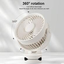 Clip On Fan USB Rechargeable Quiet 360° Rotatable Small Fan With Clip For Daily Use Beach Camping Beige - Clip-on & Desk Combo - View 1