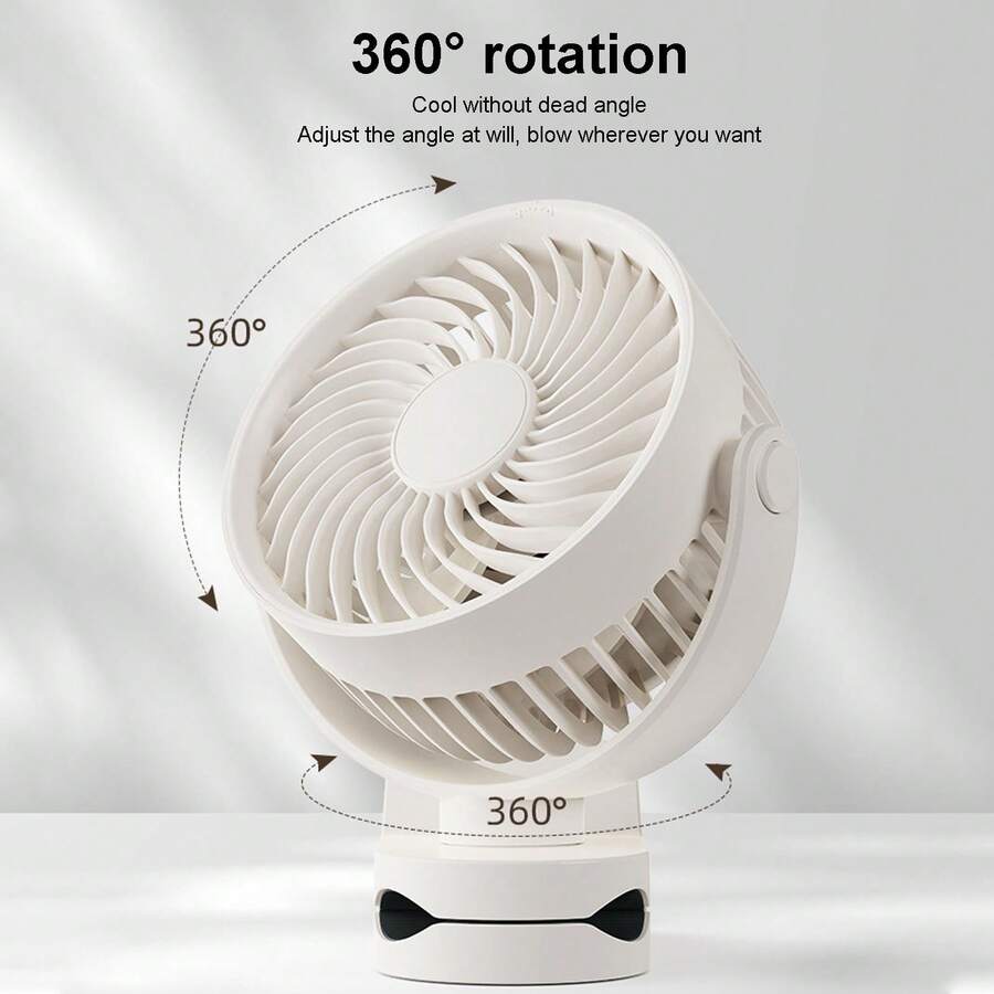 Clip On Fan USB Rechargeable Quiet 360° Rotatable Small Fan With Clip For Daily Use Beach Camping Beige - Clip-on & Desk Combo - View 1