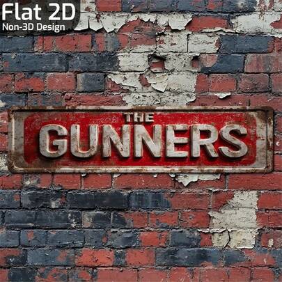 1pc 2D Flat Vintage Metal Iron Sign "The Gunners" - Classic Wall Art, 40.13 Cm X 10.16 Cm - Suitable For Front Yard, Garage, Porch, Bedroom - Football Team Decor, Great Gift For Fans, Bar Decor, Metal Wall Art, Perfect Room Decoration