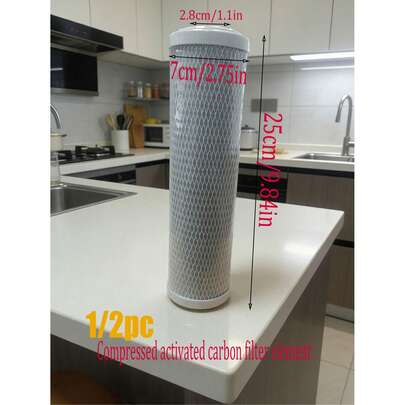 1 lõi lọc nước đa năng 10 inch, lõi lọc than hoạt tính nén CTO, than hoạt tính dạng hạt, không cần điện hoặc pin, lọc nước uống hiệu quả, thích hợp cho bồn rửa nhà bếp và phòng tắm, bộ lọc nước bồn rửa nhà bếp