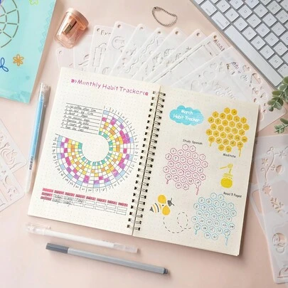 36pcs Bullet Diary Templates - Pre-Designed Layouts With Date Columns & Bullet Point System For DIY Bullet Journal, Planner Stickers Suitable For, Bullet Journaling Organization