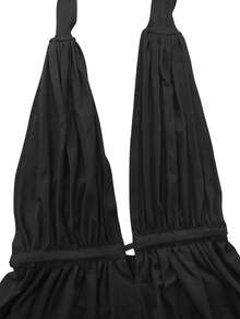 Sexy Fashionable Deep V-Neck Spaghetti Strap Tie Design Backless Camisole, New Arrival Spring/Summer Casual Black - Black - View 9