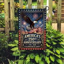 Eagle & Stars And Stripes Fireworks Garden Flag - Red/Gold Color Scheme - Patriotic Celebration Garden Flag. Double-Sided Print. 12x18 Inches. Durable Polyester Outdoor Flag Decor For Home/Garden/Yard. No Flagpole Included - 花園旗幟 - 查看 6