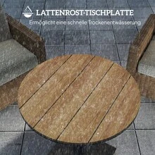 Garden Table Ø70 Cm, Weather-Resistant Round Balcony Table With Slatted Design, Steel Ø70 X 74H Cm Natural Wood - Wood Color - View 4