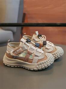 1 Par de Sandálias Infantis Cáqui, Sandálias Esportivas Unissex com Fecho de , Novo Modelo 2026 de Sapatos Infantis com Sola Macia, Sapatos Casuais Antiderrapantes para Praia, Adequados para Meninos e Meninas, para Uso Externo, Festas, Viagens e Verão - Caqui - Ver 2