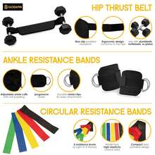 Hip Thrust Belt & Ankle Resistance Bands Set For Women – Glute Workout Kit With Padded Belt, Adjustable Ankle Straps & 5 Loop Bands – Booty Training Equipment For Home Or Gym - 彩色 - 查看 6